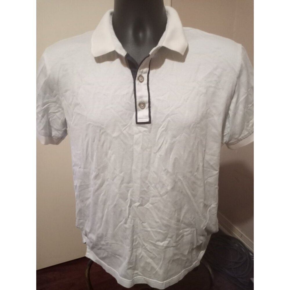 Robert Graham Classic Fit Polo Shirt Mens Medium M Geometric Casual White Golf